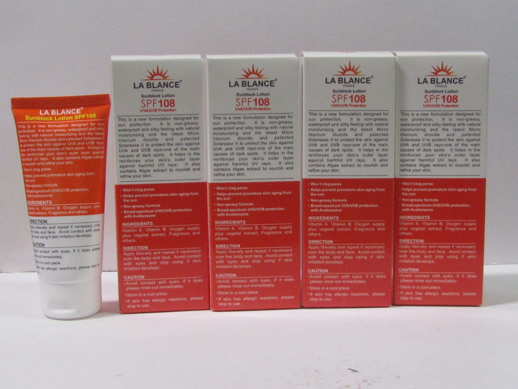 Sunblock Lotion SPF 108 for Face & Body - Waterproof, High Protection, Lot of 4