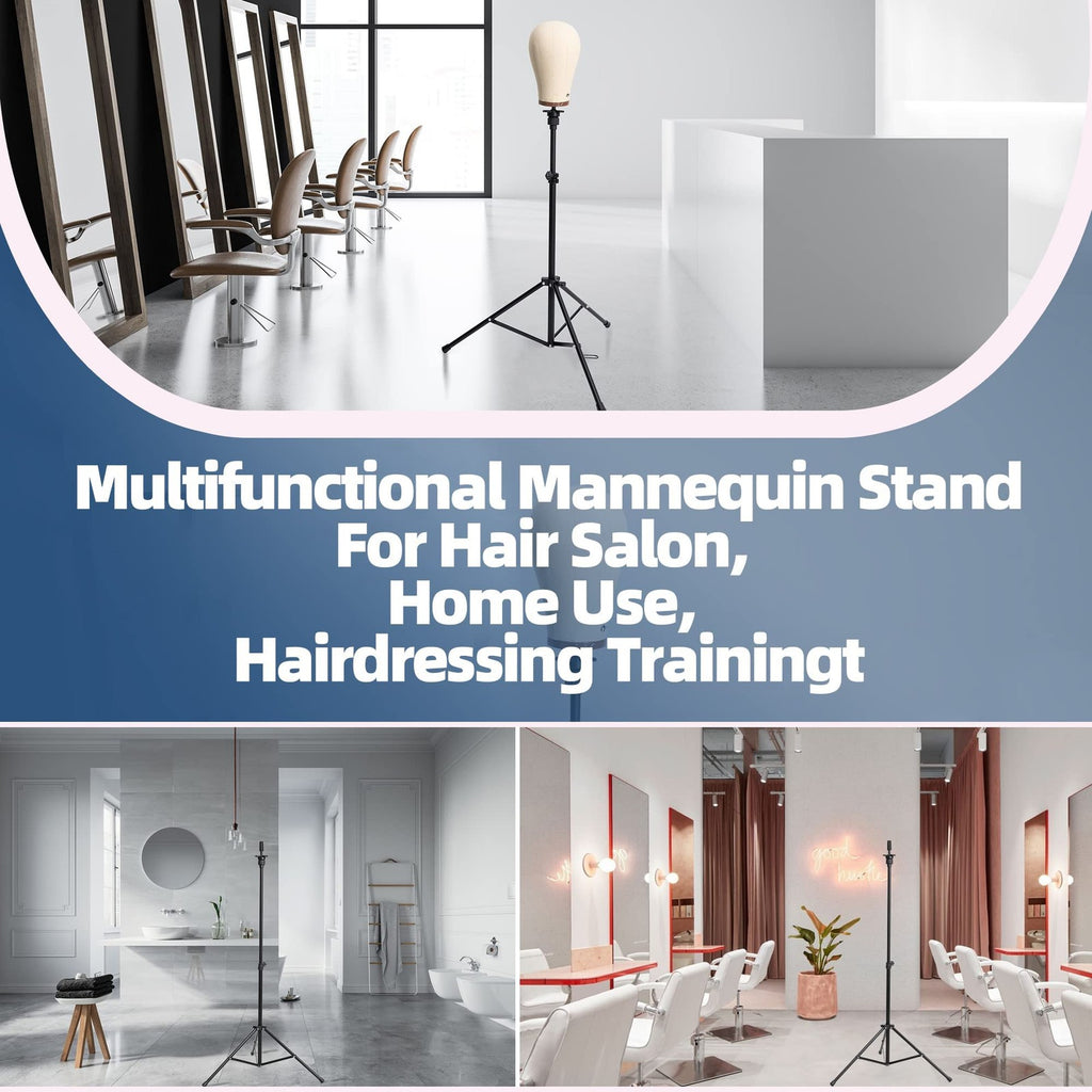 Tall Wig Stand Tripod for Mannequin Head, Adjustable & Stable Hair Styling
