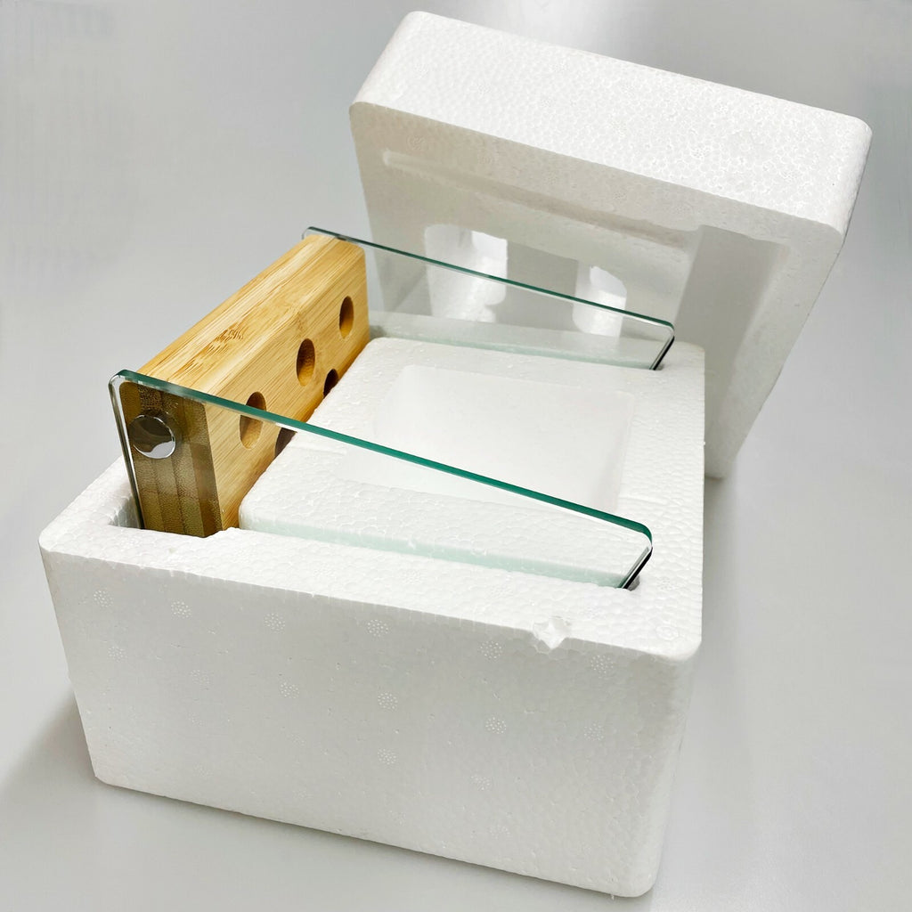 Bamboo Glass Hair Sc scissors Holder Salon Organizer with 8 Holes