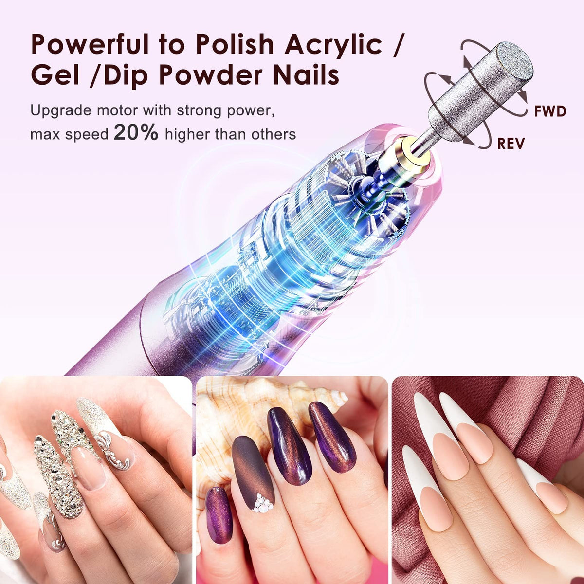 Cordless Electric Nail Drill File Kit - Rechargeable Manicure & Pedicure Tool