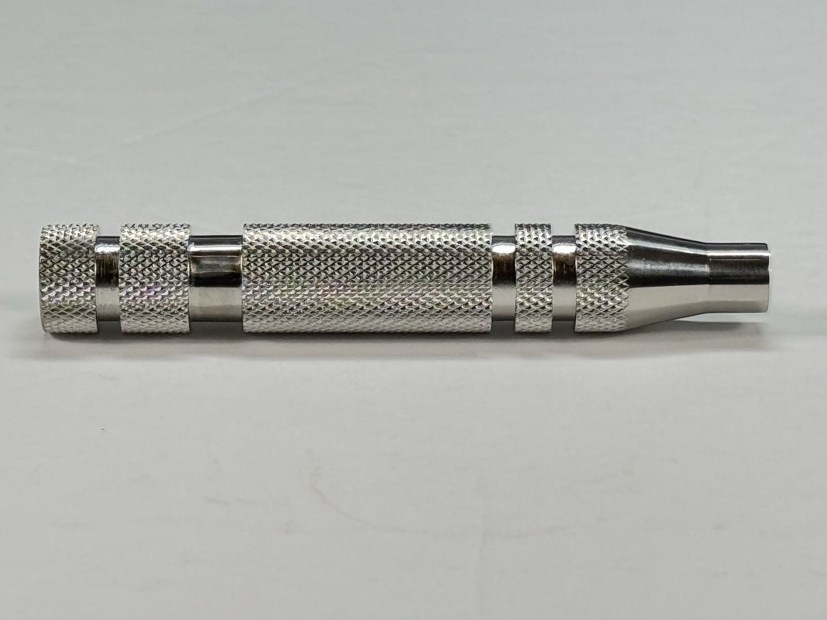 316 Stainless Steel Safety Razor Handle - Made in USA, Knurled, 95mm