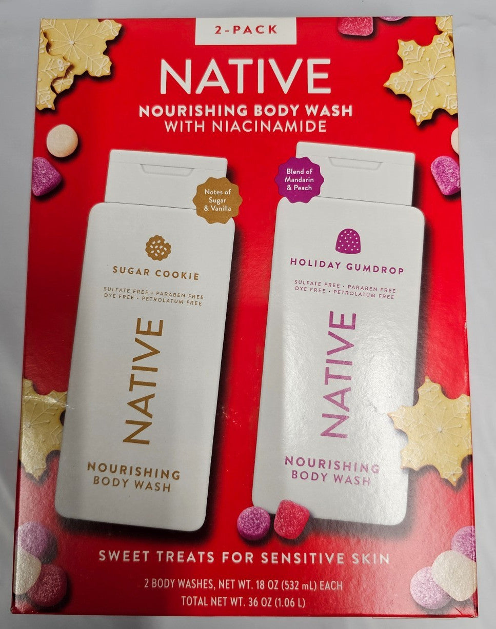 Native Holiday Body Wash Set - Nourishing 18 Oz Pack of 2, Festive Scents