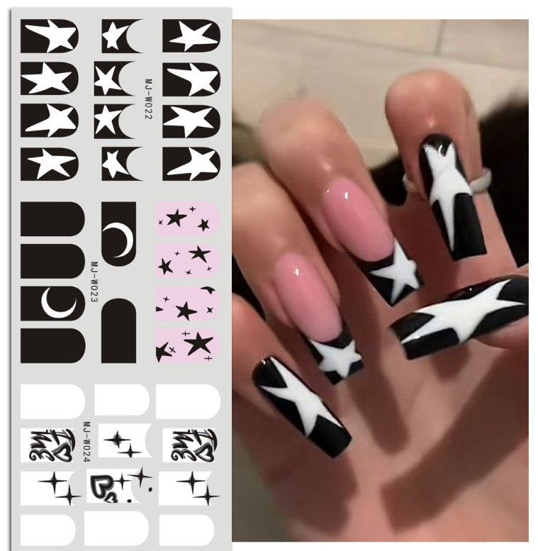 Moon Star Heart Nail Art Stickers - Waterproof Non-Toxic 8 Sheets