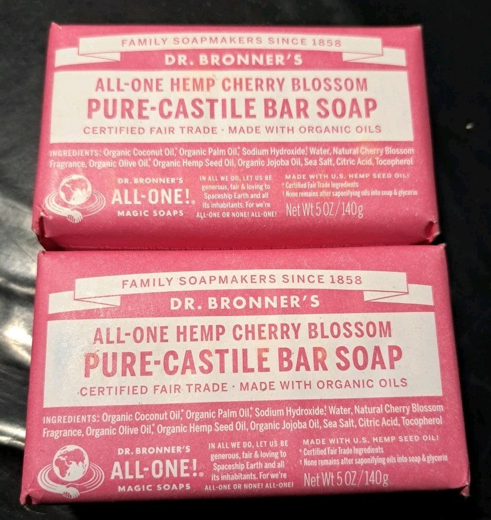 Dr Bronner's Cherry Blossom Magic Bar Soap - Limited Edition Vegan 2 x 5oz