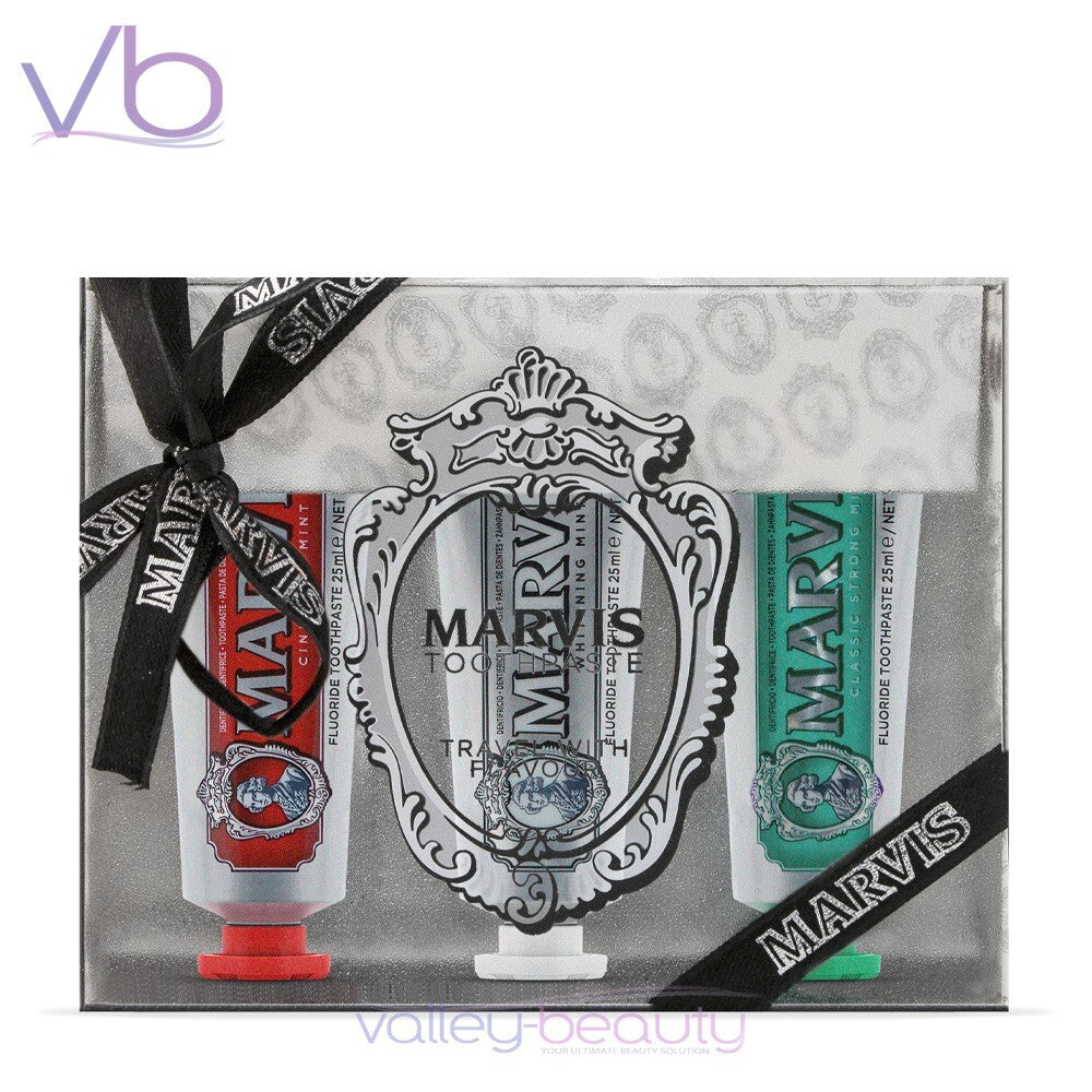 Travel Toothpaste Set with Mint Flavors - 3 x 25ml Natural Toothpastes for Oral Care