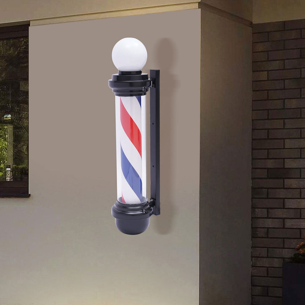 32-Inch Rotating LED Barber Pole Light for Hair Salons Outdoor Sign