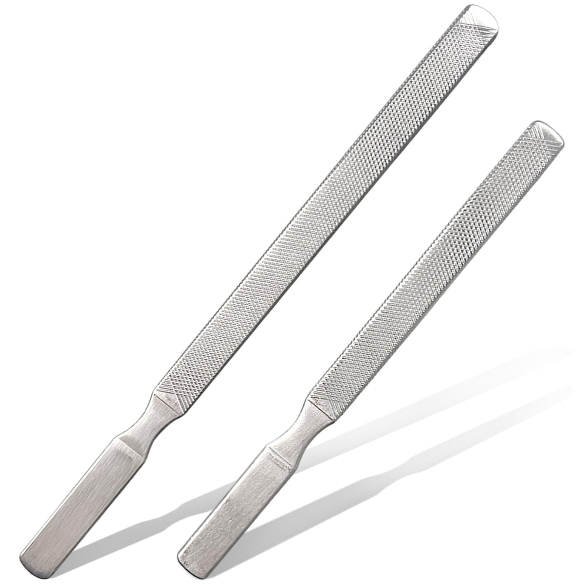 2-Pack Stainless Steel Toe Nail Files for Thick Nails - 4-Sided, Ergonomic Handles