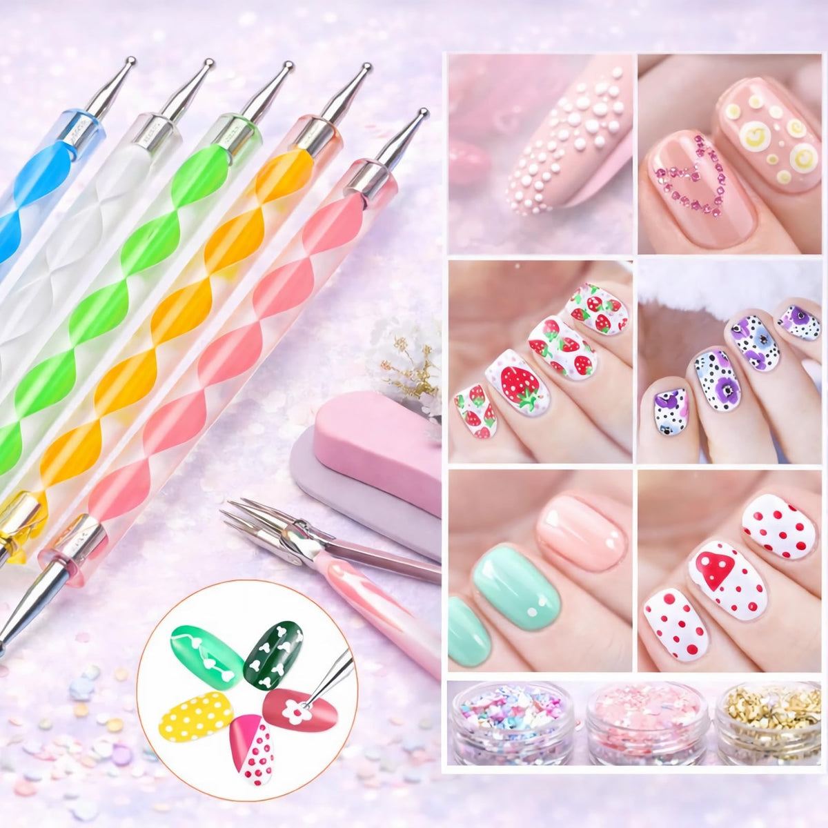 15-Piece Nail Art Brush Set with Dotting Tools & Palette for Beginners