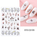 Geometric Flower Nail Sticker Set - Blossom Branches Leaf Decals for Nails