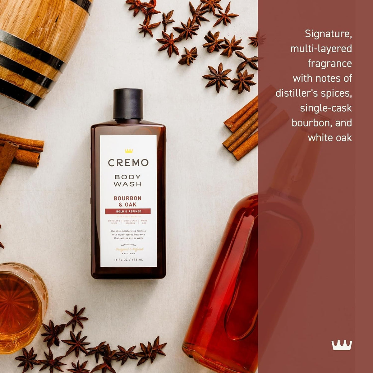 Men's Body Wash - Bourbon & Oak, 16 Fl Oz, Rich Lather & Sophisticated Scent