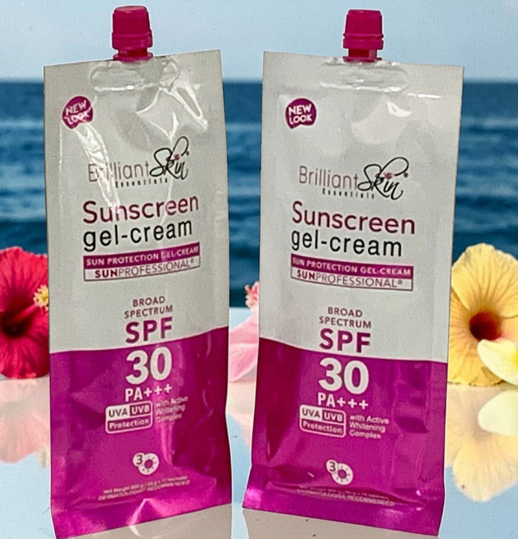 SPF30 Sunscreen Gel-Cream Set - Broad Spectrum Hydrating Face Sunblock, Sachet Pack of 2