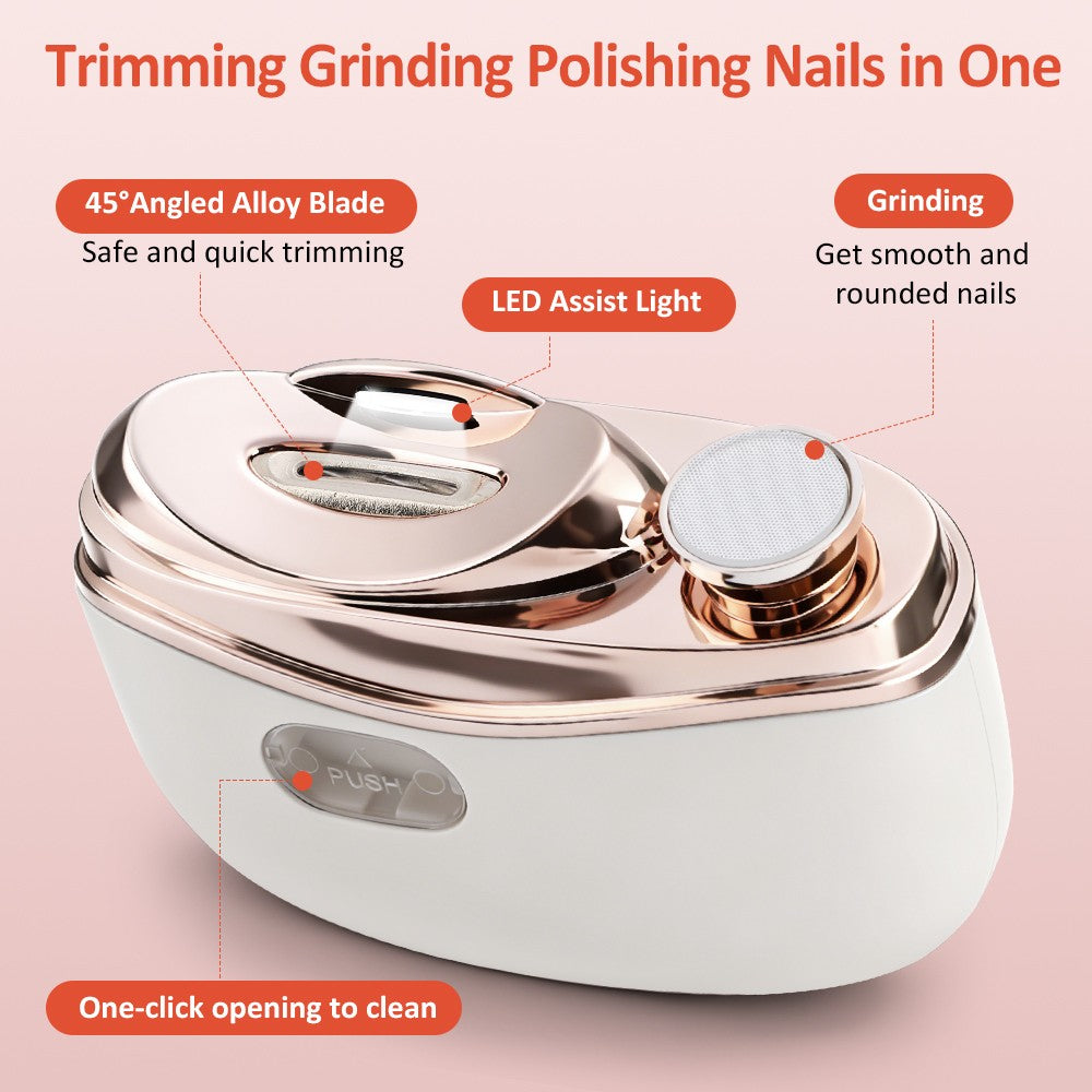 Electric Nail Clipper Trimmer with LED Light & Adjustable Speeds