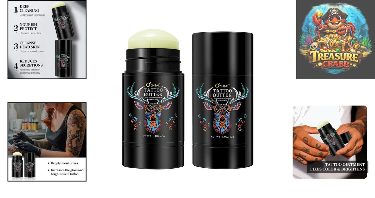Tattoo Aftercare Balm - Organic Cream for Healing & Brightening (1.4oz) Roll-On