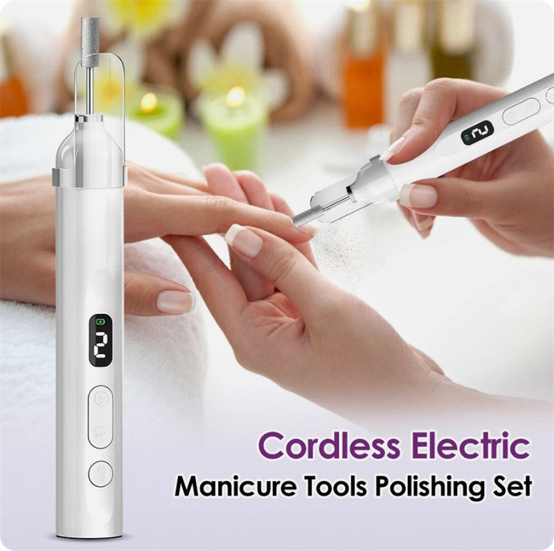 Electric Nail Grinder for Thick Toenails Manicure Pedicure Set with 5 Grinding Heads