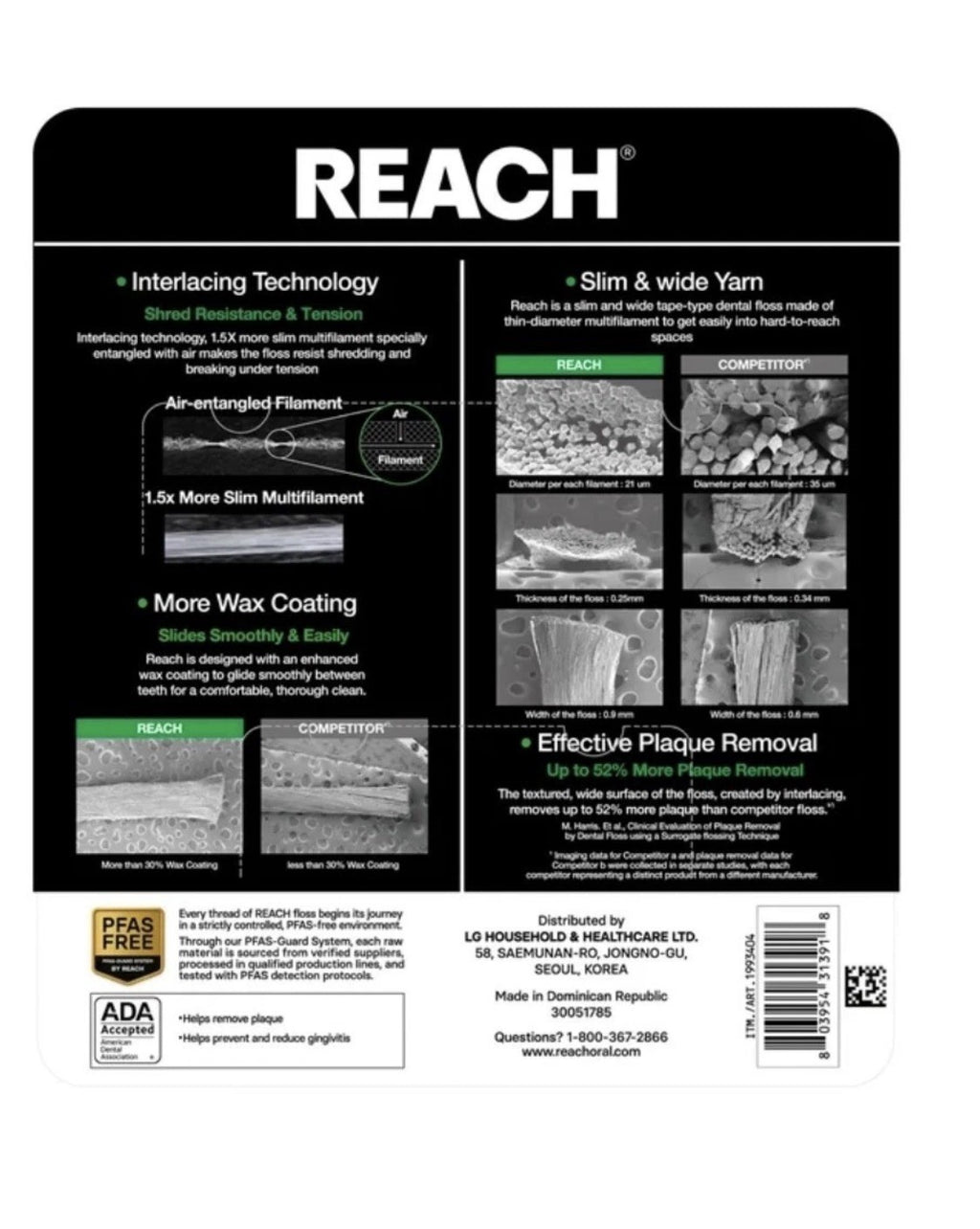 Reach Mint Waxed Dental Floss 5 Pack, 500 Yards Total - Oral Care