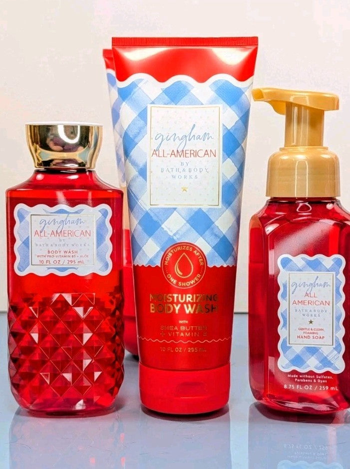 8 Piece Gingham All American Body Care Set with Mist Wash & Body Butter