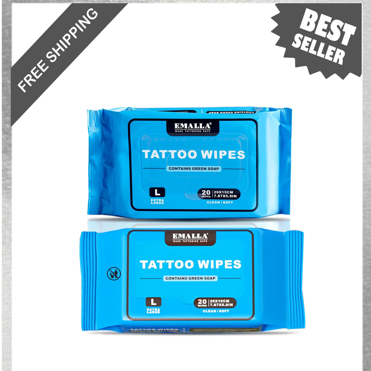 Tattoo Aftercare Wipes – All-in-One Green Soap Cleaning, 40 Count