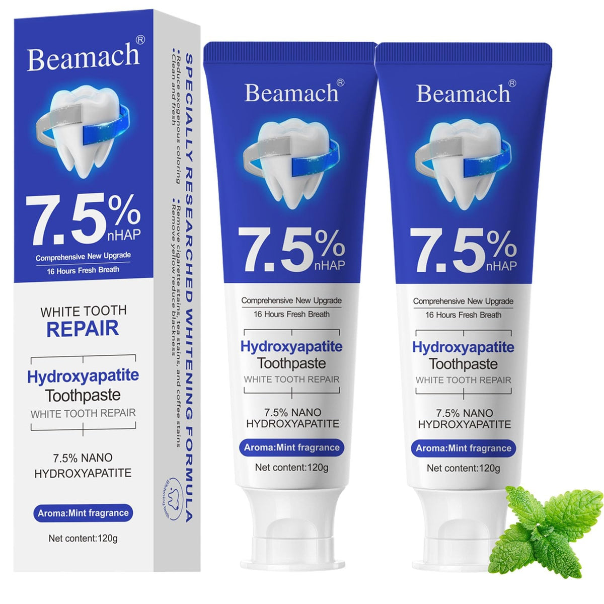 Nano Hydroxyapatite Toothpaste for Sensitive Teeth - 120g, 2-Pack