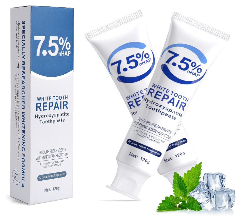 Hydroxyapatite Toothpaste 2-Pack Enamel Protection & Fresh Breath - Mild Mint, Fluoride-Free, Remineralize