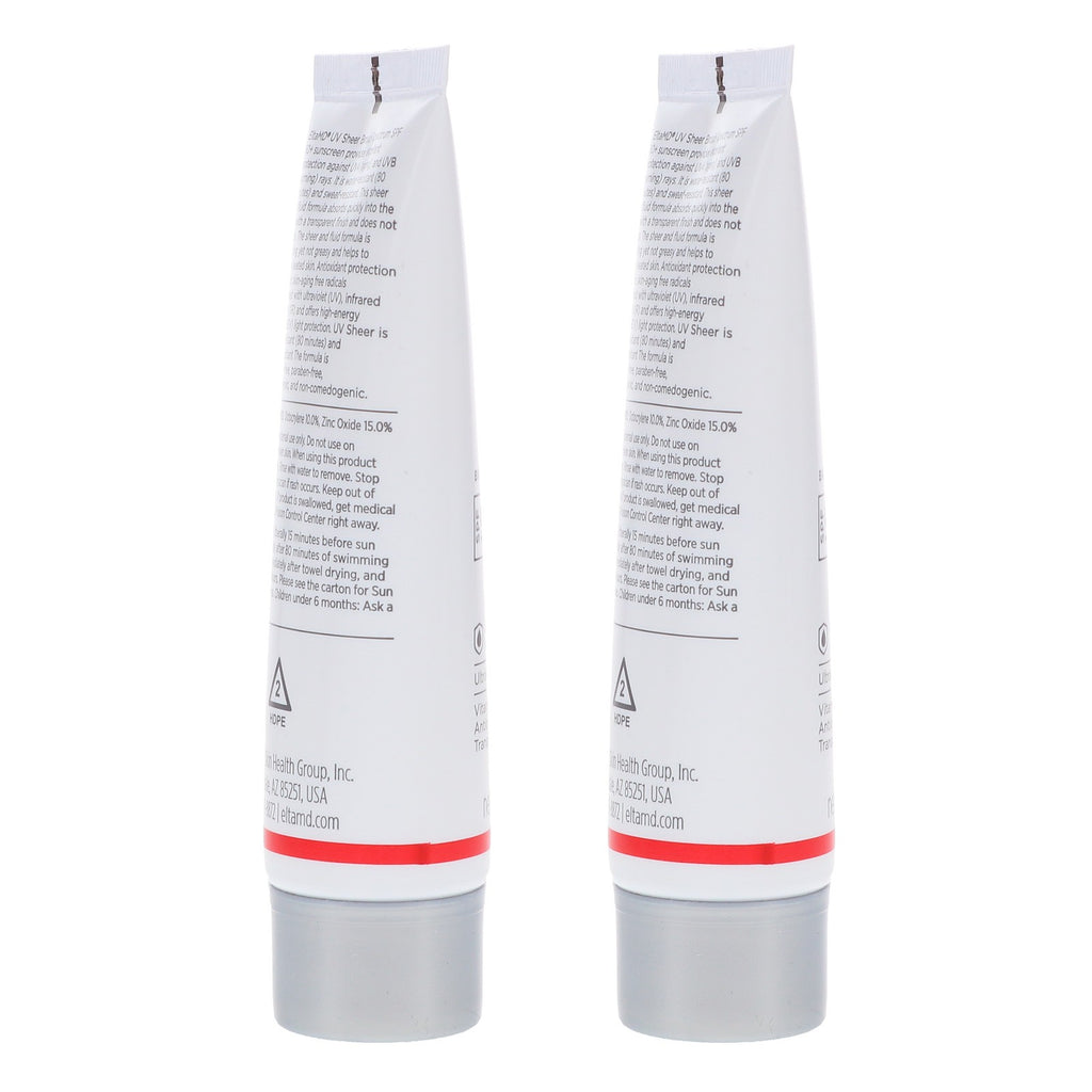 2 Pack EltaMD UV Sheer Broad Spectrum SPF 50+ Facial Sunscreen 1.7 oz
