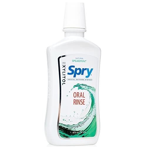 Natural Spearmint Xylitol Mouthwash 16 fl oz Fluoride-Free Oral Rinse