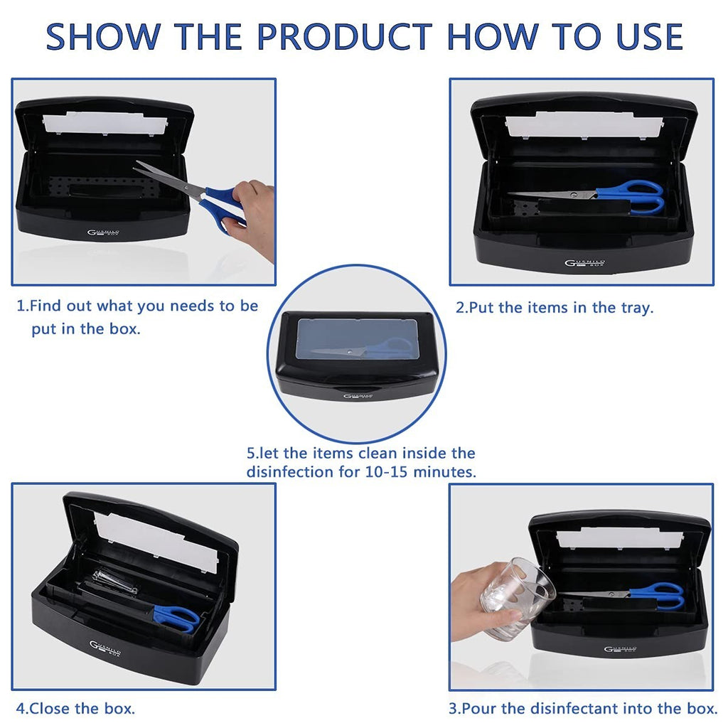 Black Nail Tool Sterilizer with Transparent Lid - Professional Salon Grade