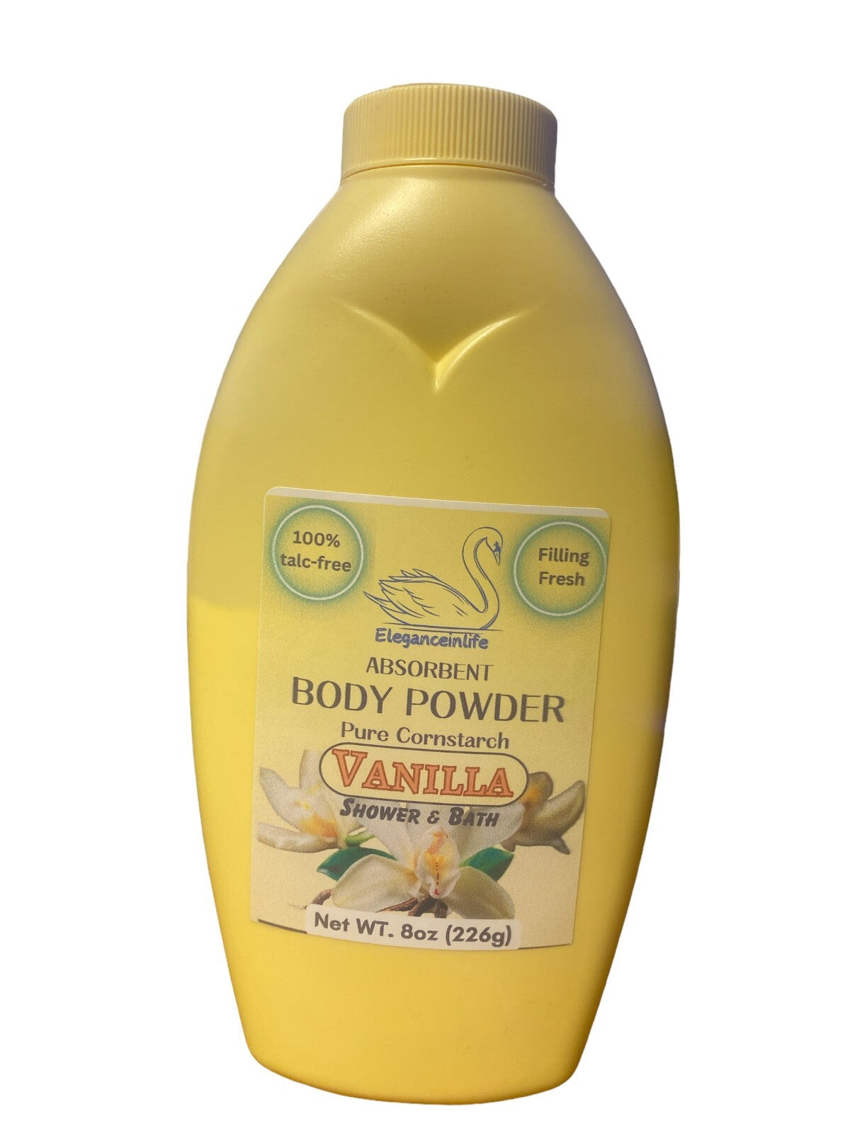 Talc-Free Cornstarch Body Powder with Vanilla Scent - 8 oz, Absorbent & Moisture-Wicking