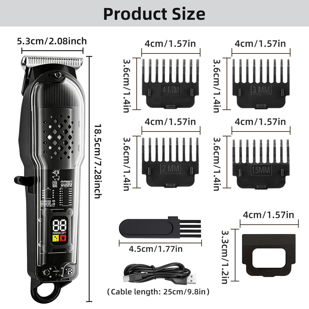 Cordless Hair Clippers Trimmer for Men with Digital Display and Multiple Limit Combs
