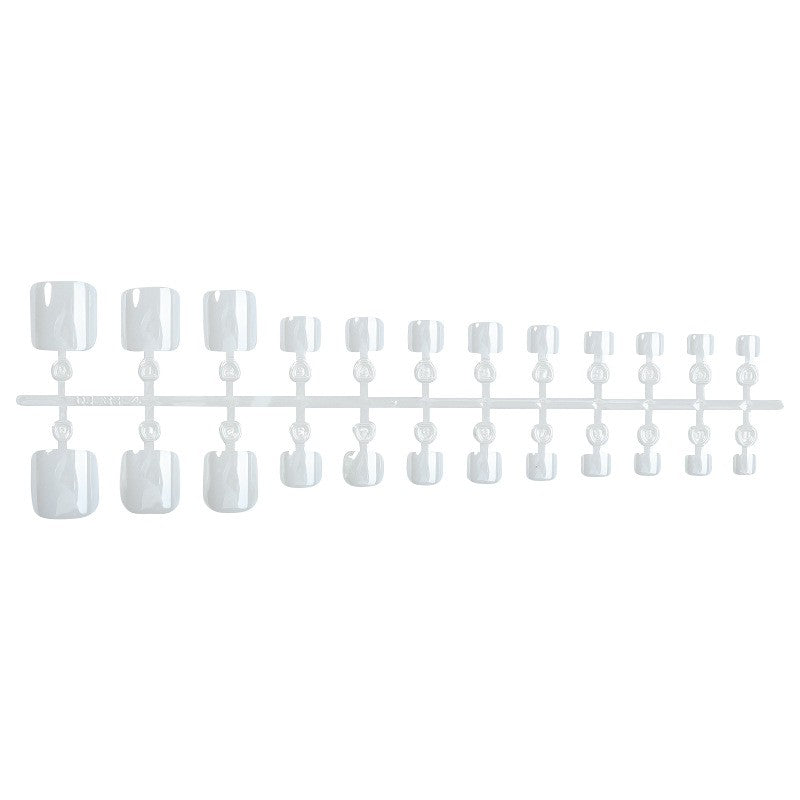 48Pcs Pearl White Aurora Toe Press-On Nails for Summer Daily Wear