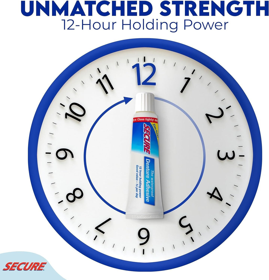 Waterproof Denture Adhesive - Extra Strong Hold, Zinc-Free, Long-Lasting
