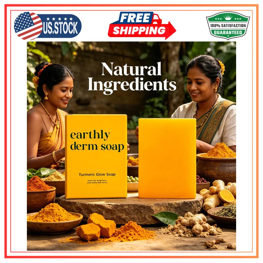 Earthly Derm Turmeric Glow Soap Natural Handmade Bar 3.5oz Moisturizing