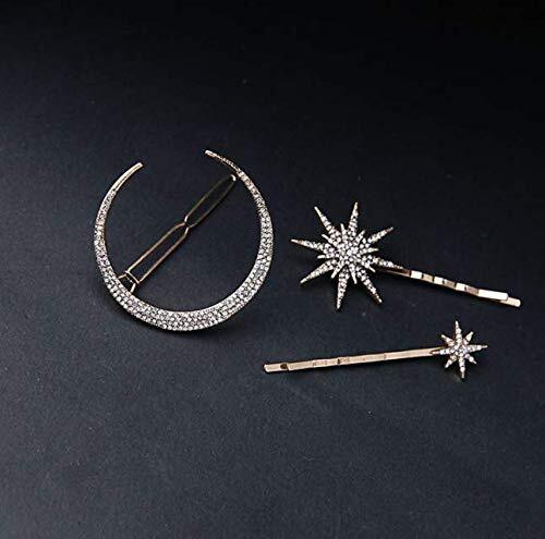 Moon & Star Crystal Hair Clips Set Women Girl Hair Accessories Jewelry