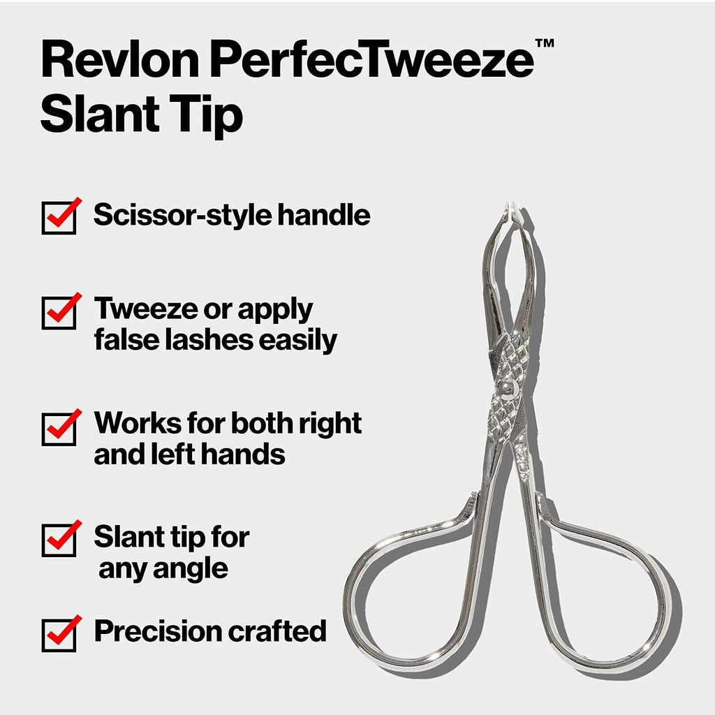 Revlon Slant Tip Tweezer with Easy Scissor Handle - Precise, Comfortable Hair Removal