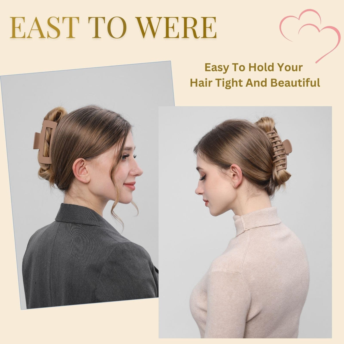 Large Non-Slip Hair Clips for Women - 4.3 Inch Thick Hair Claw Set
