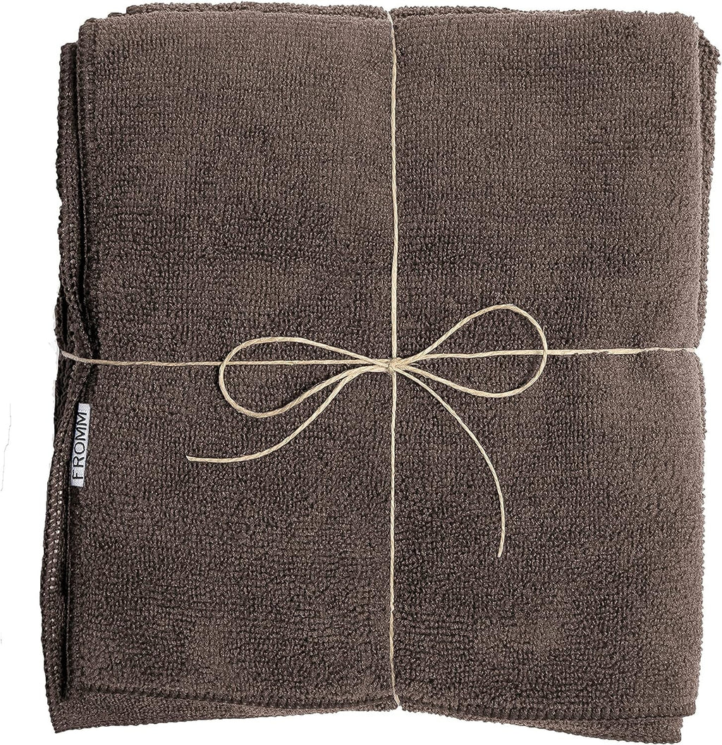 Microfiber Salon Hair Towels Set of 10 16x29 Inches - Brown, Quick Dry & Gentle
