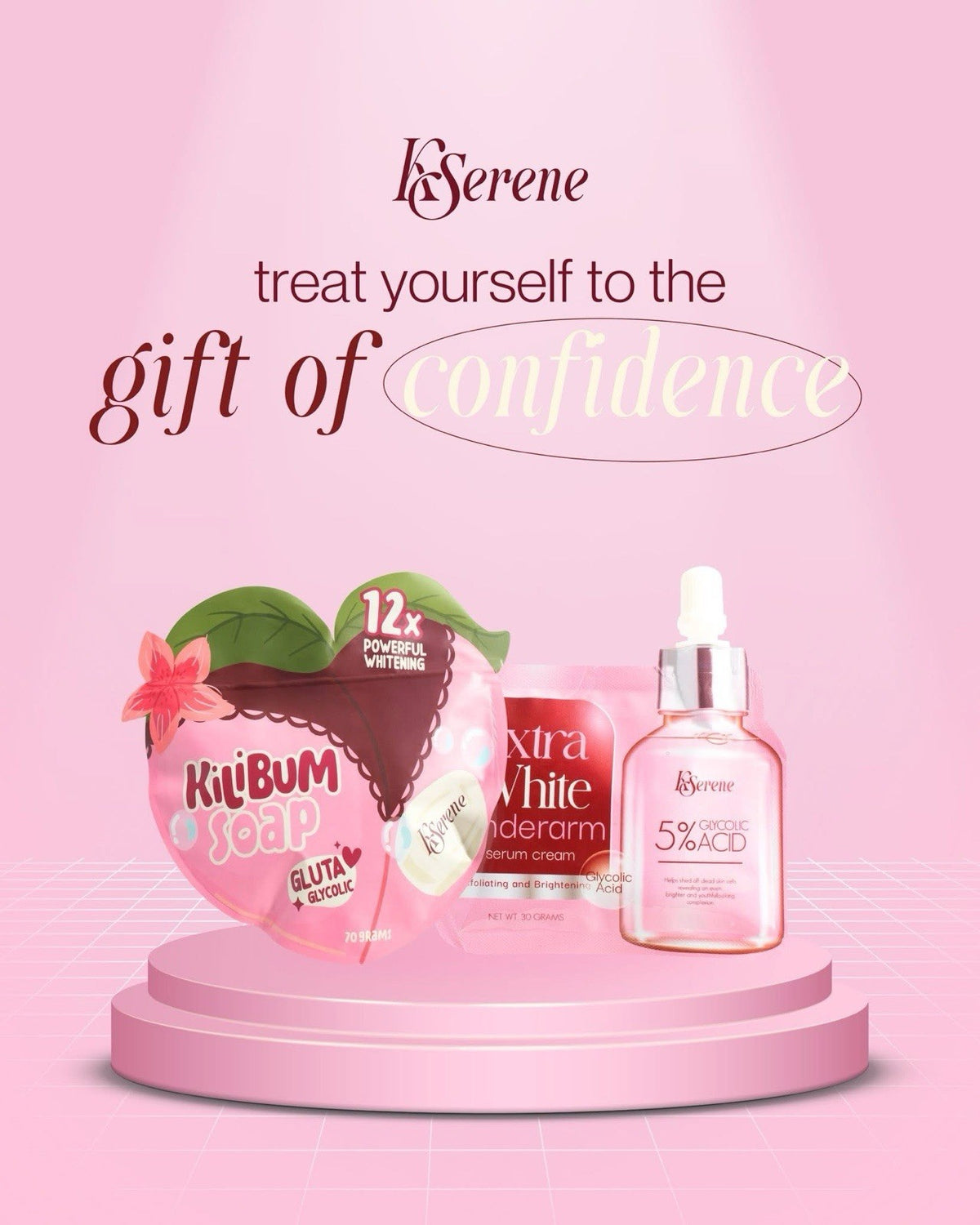 KSerene KiLiBUM Soap 3 Bars + White Underarm Serum 30ml - Skin Brightening Set