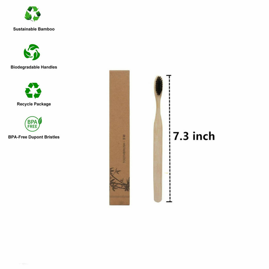 Organic Bamboo Toothbrush Pack - Eco-Friendly Soft Bristle Adult Oral Care
