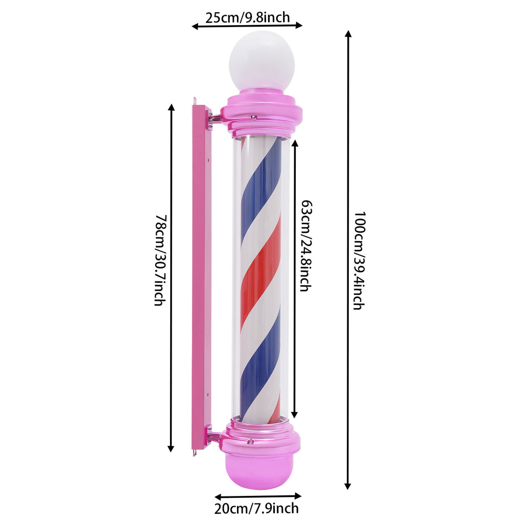 15W Wall-Mounted LED Barber Pole Light for Barbershops and SPAs - Pink Exterior