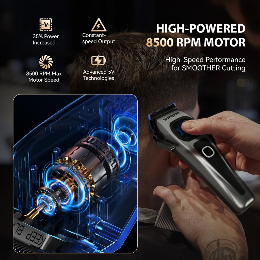 Cordless Hair Clipper & Trimmer Set with Titanium Blades, Adjustable Speed