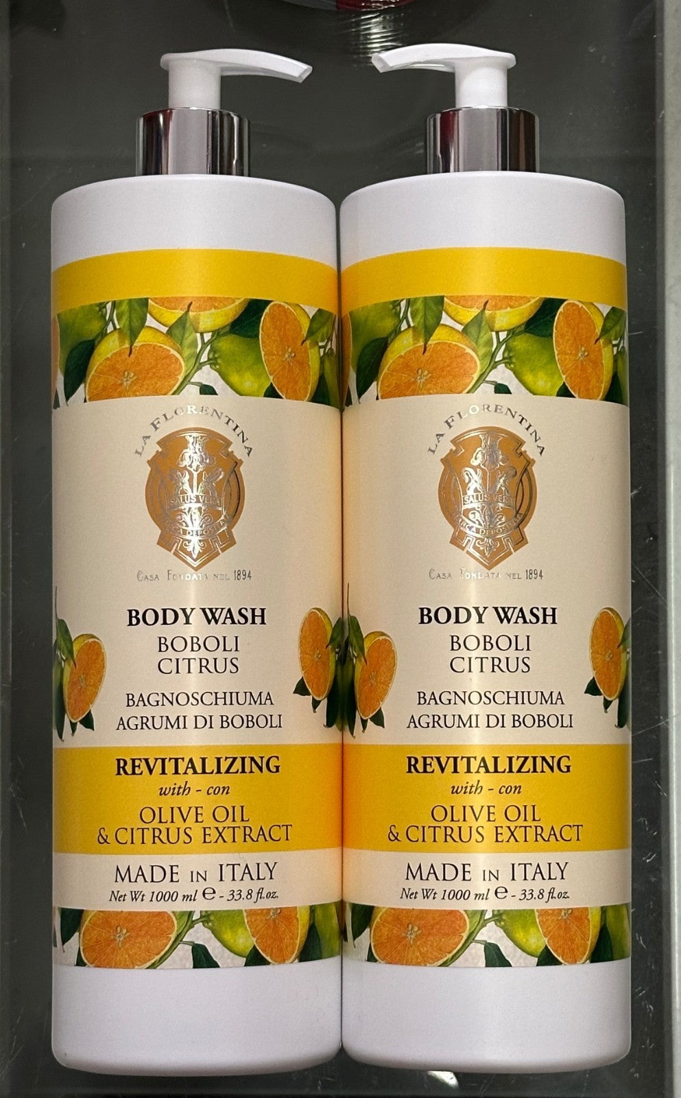(2-Pack) Organic Olive Oil & Citrus Body Wash - Revitalizing Tuscan Scent