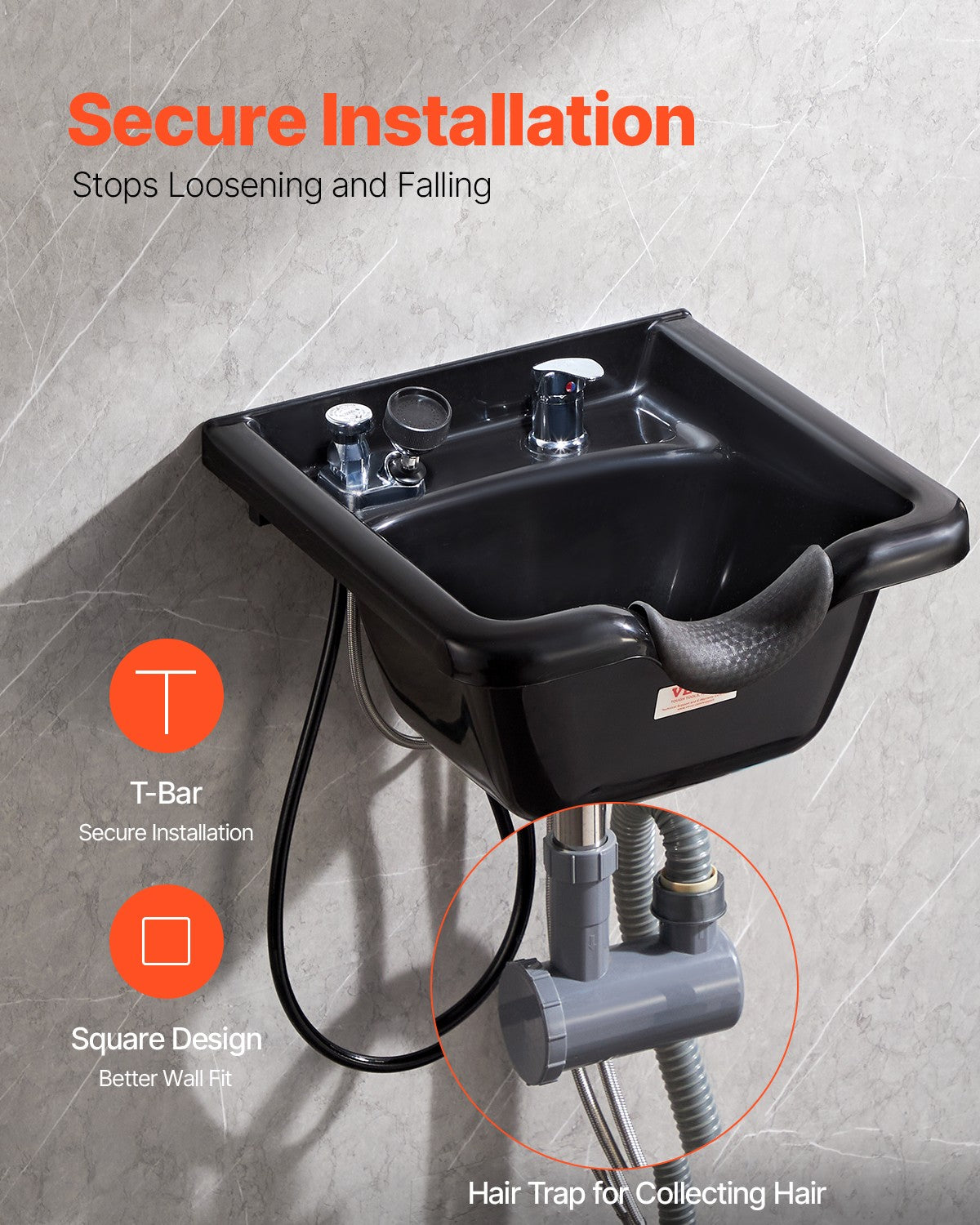 Black Plastic Shampoo Sink for Hair Wash Salon & Home Use