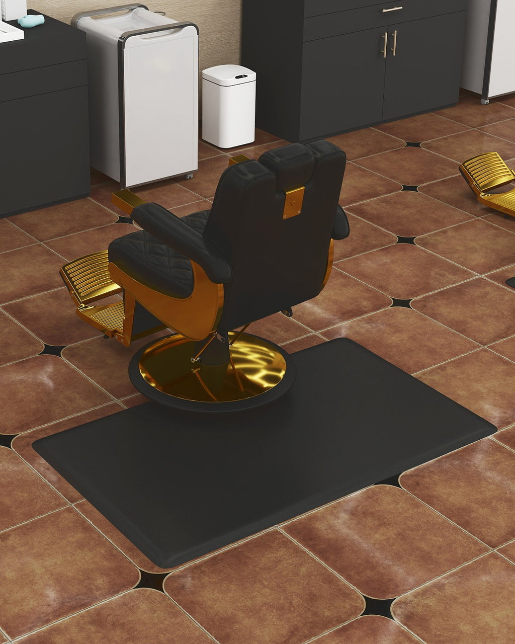 Anti-Fatigue Floor Mat for Salon & Barber Chairs 4x3 ft Black