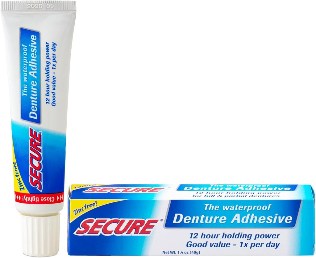 Waterproof Denture Adhesive - Extra Strong Hold, Zinc-Free, Long-Lasting