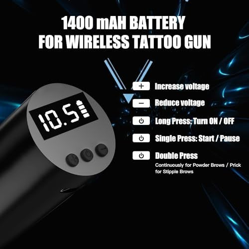 Cordless Microblading Tattoo Gun Kit - Eyebrow Pen with 50 Needles Semi-Permanent