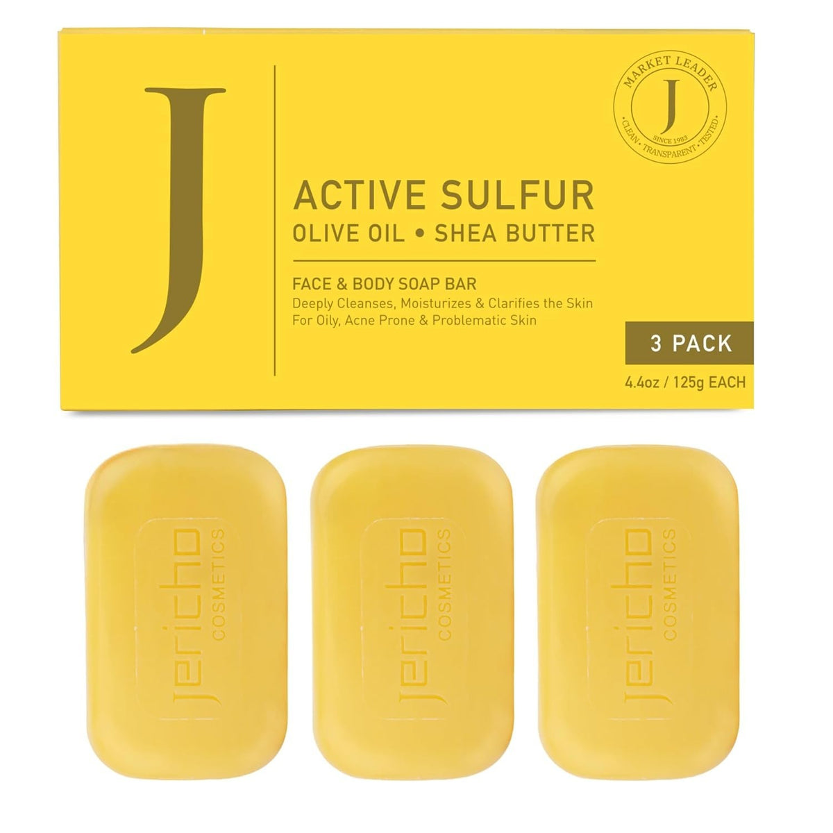 Dead Sea Sulfur Soap with Olive Oil for Face & Body - Clarifying & Hydrating