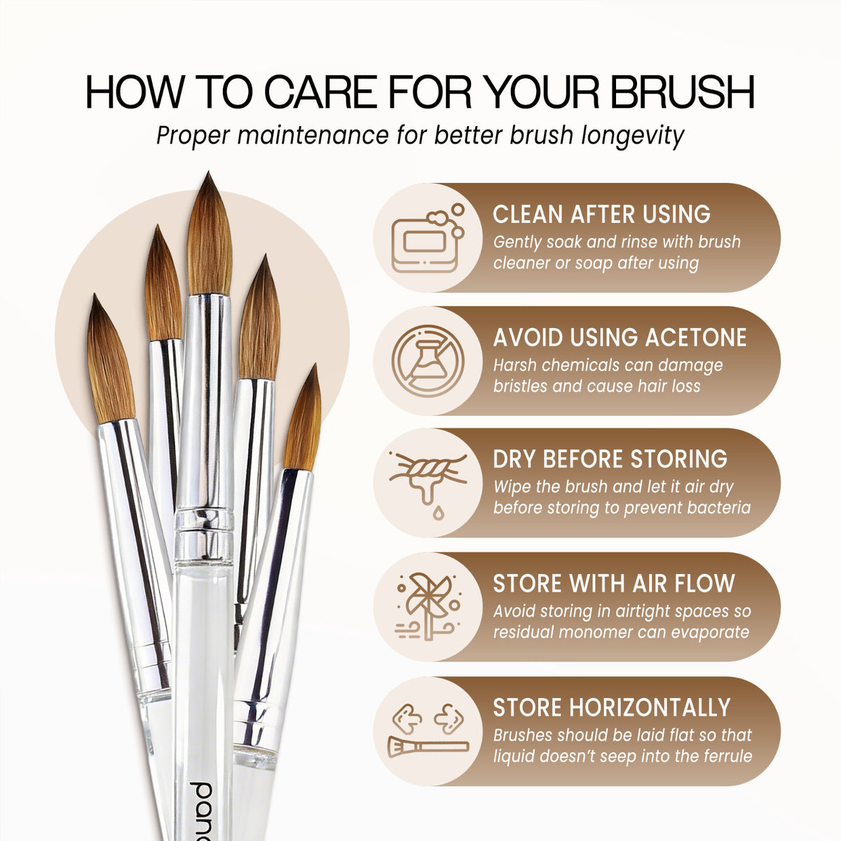 Professional Nail Art Brush with Round Acrylic Handle - Size 12, Kolinsky Hair