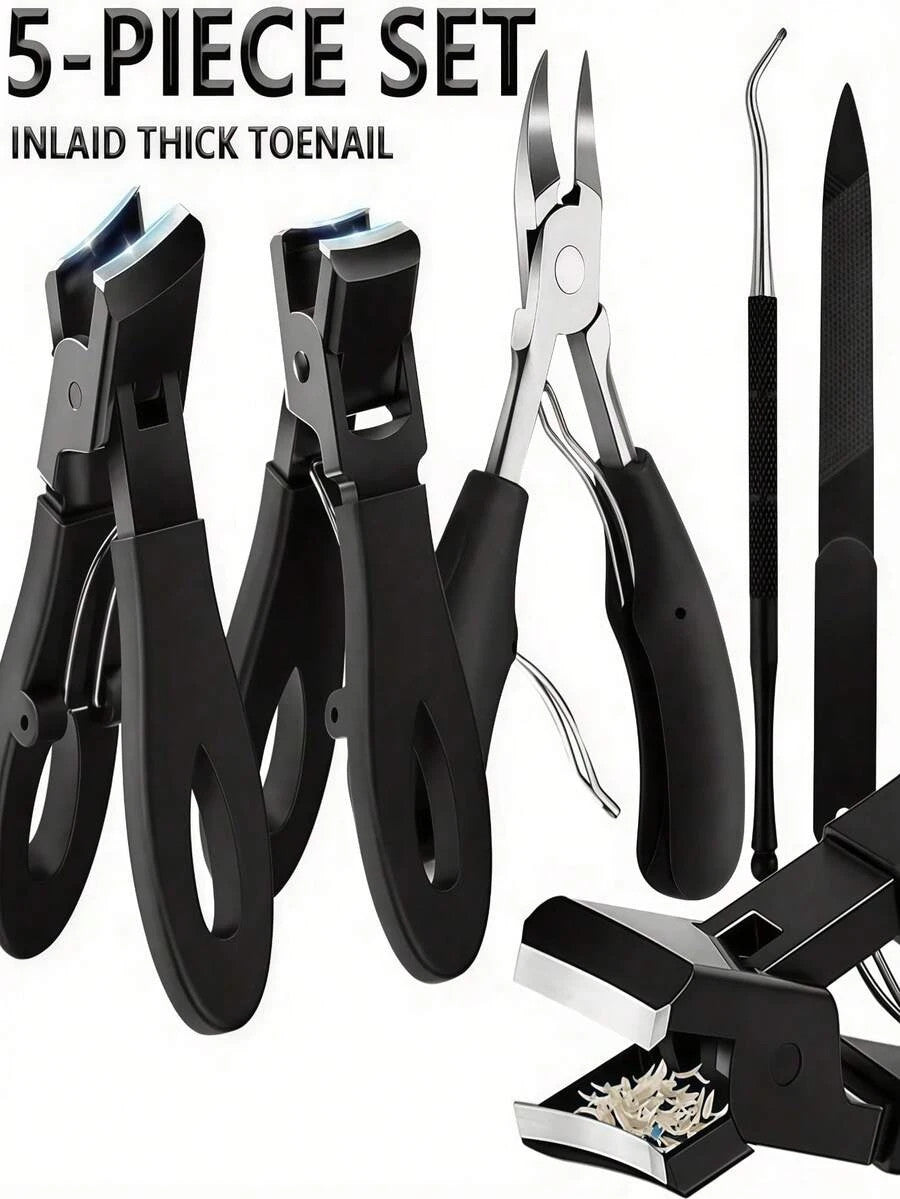 Heavy Duty Toenail Clipper Set for Thick Nails - Elderly Care, 5 Pieces