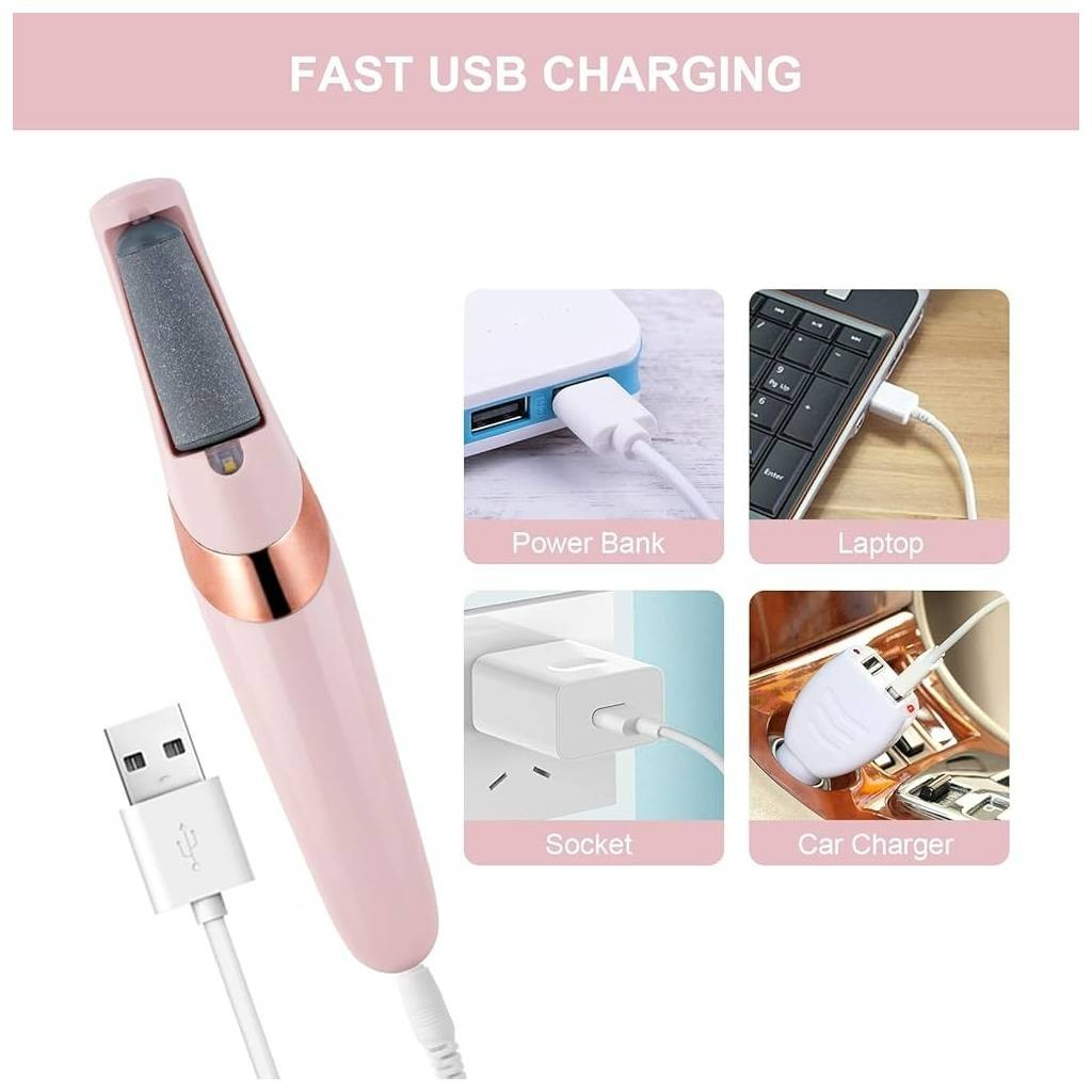 Rechargeable Electric Pedicure Tool for Feet Callus Remover with LED Light