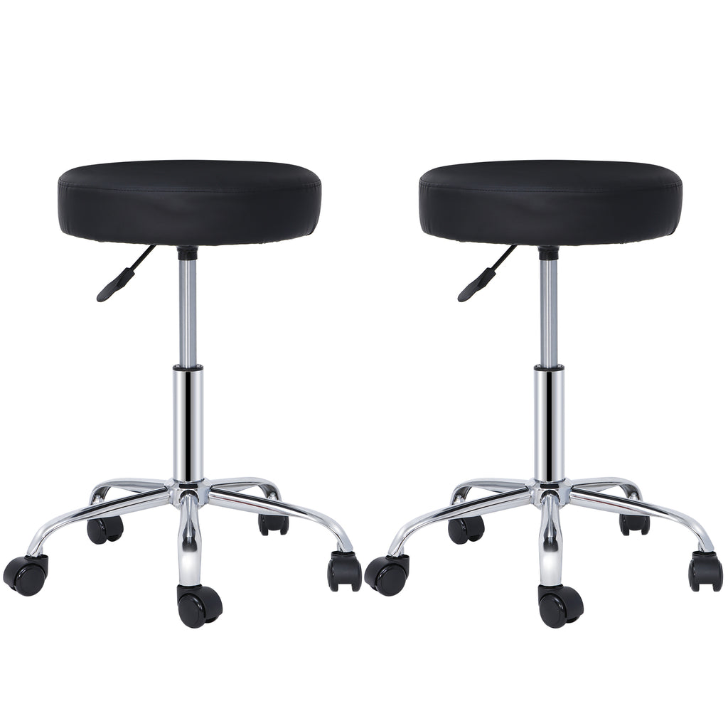 Adjustable Height Swivel Salon & Spa Stool with Thick Faux Leather Padding