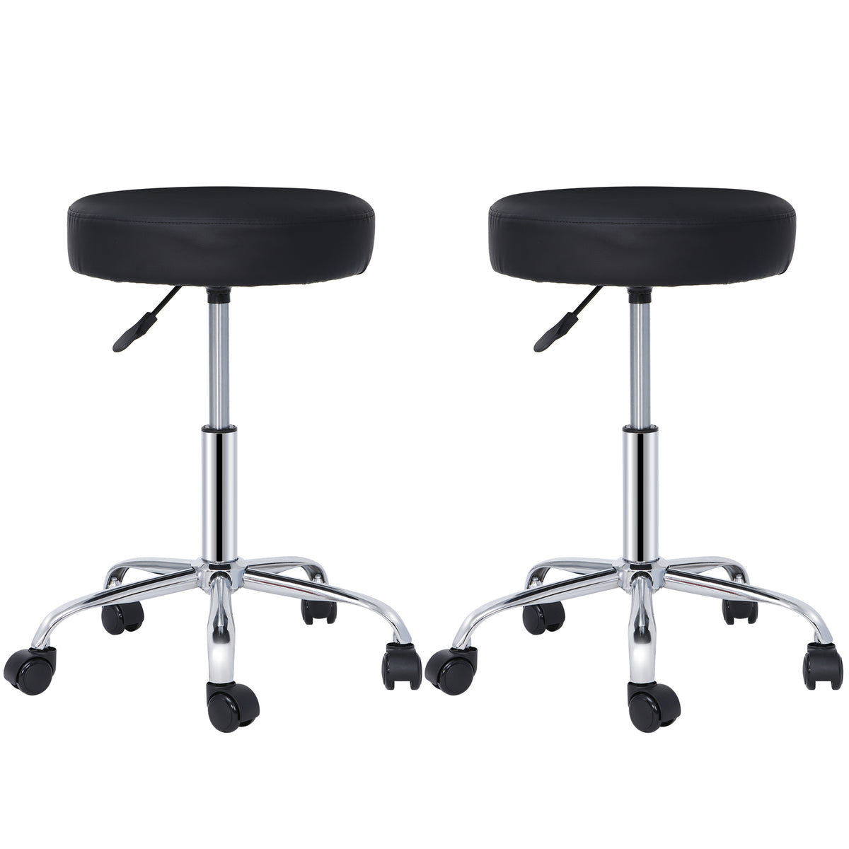 Adjustable Height Swivel Salon & Spa Stool with Thick Faux Leather Padding